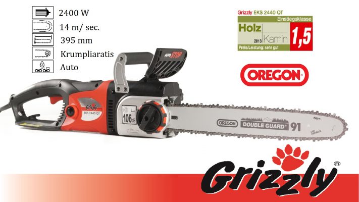 Elektrinis grandininis pjūklas 2400W Grizzly EKS 2440 QT