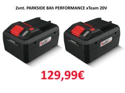 2vnt. PARKSIDE 8Ah PERFORMANCE xTeam 20V išmanioji baterija PAPS 208 A1