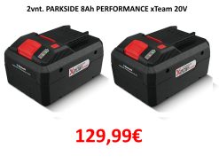 2vnt. PARKSIDE 8Ah PERFORMANCE xTeam 20V išmanioji baterija PAPS 208 A1