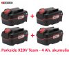 4 vnt. Akumuliatorių Parkside X 20V Team (20 V. – 4,0 Ah) PAP 20 B3