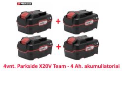 4 vnt. Akumuliatorių Parkside X 20V Team (20 V. – 4,0 Ah) PAP 20 B3