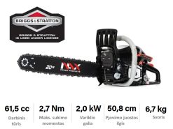 Benzininis grandininis pjūklas NAX 500C , 2,0kW , 2,7Nm