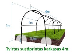 Šiltlysvės karkasas 4m. su papildomais 3vnt.ištisiniais tvirtinimo elementais.