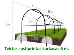 Šiltlysvės karkasas 6m. su papildomais 3vnt.ištisiniais tvirtinimo elementais.