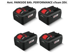 4vnt. PARKSIDE 8Ah PERFORMANCE xTeam 20V išmanioji baterija PAPS 208 A1