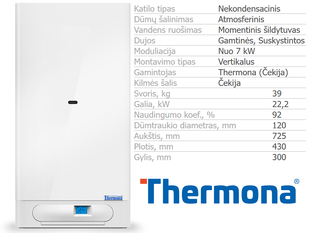 Kompaktiškas THERMONA THERM 20 CXE.AA dujinis katilas
