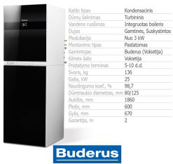 BUDERUS LOGAMAX PLUS GB192iT-25/150S 25kW dujinis kondensacinis katilas