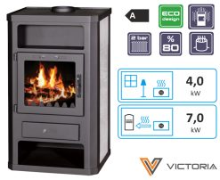 Plieninė krosnelė su šilumokaičiu Victoria Comfort KB,