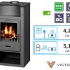 Plieninė krosnelė su šilumokaičiu Victoria Elegance B* 4,2kW-5,1kW