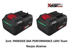 2vnt. PARKSIDE 8Ah PERFORMANCE x20V Team akumuliatoriai - naujas dizainas