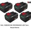 4vnt. PARKSIDE 8Ah PERFORMANCE x20V Team akumuliatoriai – naujas dizainas