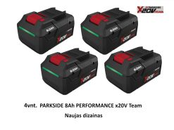 4vnt. PARKSIDE 8Ah PERFORMANCE x20V Team akumuliatoriai – naujas dizainas